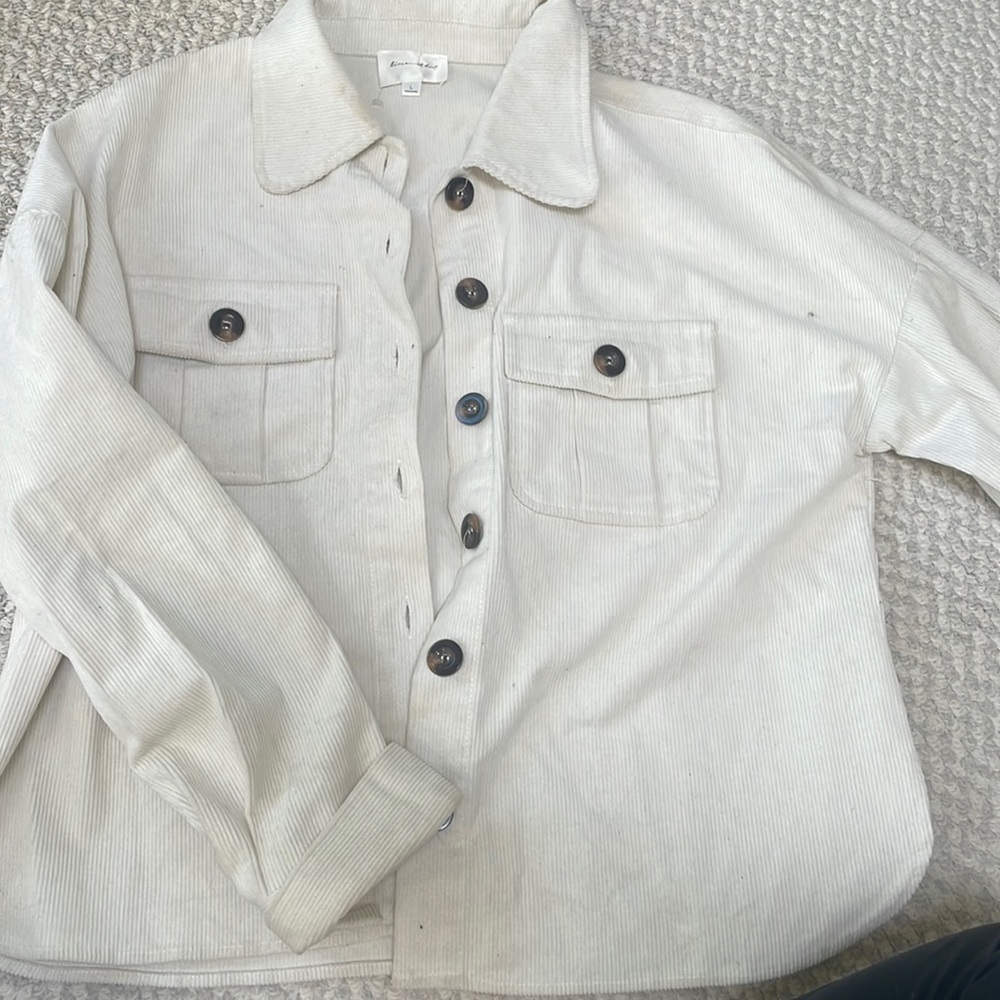 White corduroy shacket